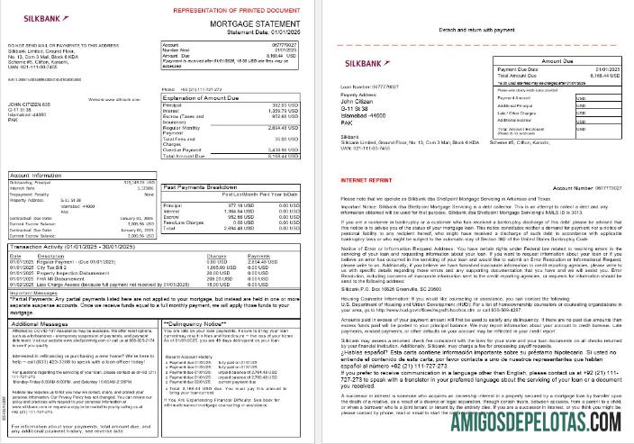 Declaração de hipoteca do Paquistão Silkbank em formatos Word e PDF, 3 páginas 1 2 modelo